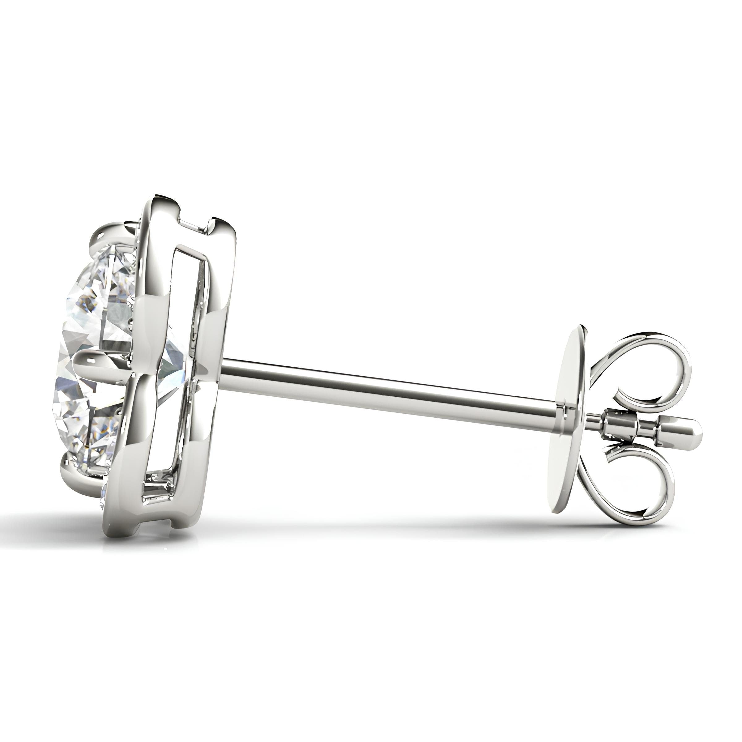 Elegant 1.12 Carat Halo Butterfly EF VS/SI Lab Grown Diamond Stud Earrings 14K Solid Gold